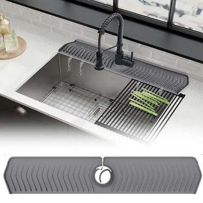 #ad 30quot; Silicone Sink Faucet Splash Guard Sink Faucet Mat Plus Size Silicone Si... $18.68