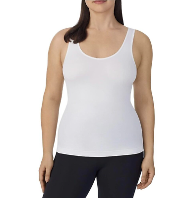 #ad Lot 2 Ellen Tracy Women#x27;s Seamless Reversible Camisole V or Scoop Neck White 7 L $17.95