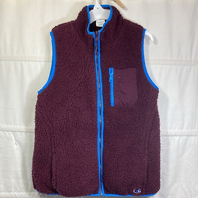 #ad Champion High Pile Reversible Sherpa Fleece Dark Purple Blue Zip Best Size Small $30.00