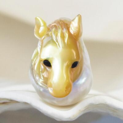 #ad HUGE South Sea Pearl Baroque Mother of Pearl Horse Carving undrilled 2.91 g $129.00