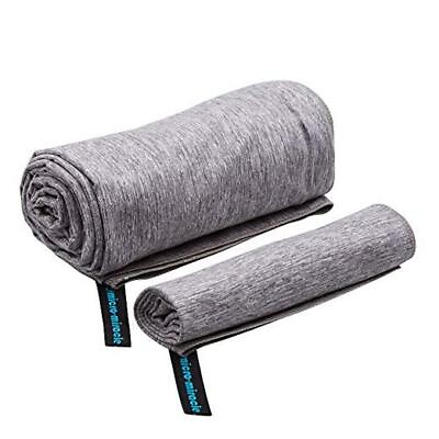 #ad XL Travel Towel 2in1 Large Quick Dry Extra Soft Microfiber 13 Gray Marle $35.77