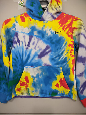 #ad Nike Kids Sweatshirt Medium Sportswear Club Fleece Hoodie Tie Dye Big Kids READ $15.00