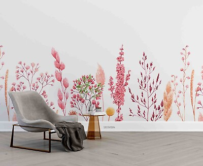 #ad 3D Plant Leaves Pink Floral Self adhesive Removeable Wallpaper Wall Mural1 $49.99