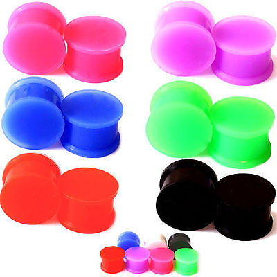#ad PAIR SOLID LARGE LIP Silicone Ear Skins Ear Gauges Soft Ear plugs Ear Tunnels $6.99