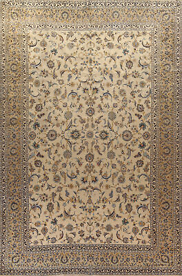#ad Vintage Ivory Wool Handmade Floral Kashaan Palace size Rug 11x16 Living Room Rug $3332.00