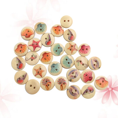 #ad 100 Pcs Wooden Buttons Clothing Cartoon Buttons Wooden Buttons Crafts $10.31