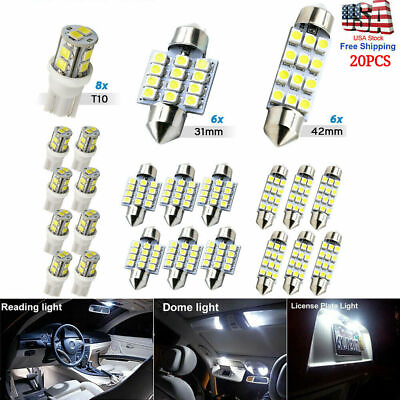 20pcs LED Interior Lights Bulbs Kit Car Trunk Dome License Plate Lamps 6000K $8.99