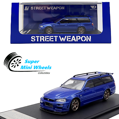 #ad Street Weapon 1:64 Nissan Stagea GTR R34 Blue with Accessories Diecast Model $22.99