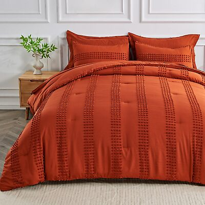 #ad ENJOHOS King Size Comforter Set with Sheets 7 Piece Burnt Orange King Comfo... $67.55