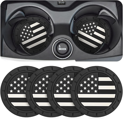 #ad 4 Pack Car Cup Holder Coasters Colored American Flag US Flag Insert Car Cup Coa $10.53