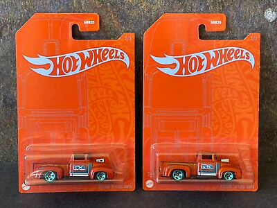 #ad HOT WHEELS Custom #x27;56 Ford Truck Pickup HW Orange and Blue Lot of 2 $13.99