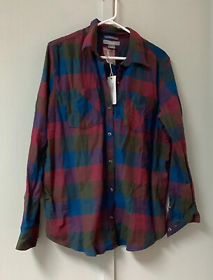 #ad Button Down Natural Reflections Buffalo Check Large Flannel Rustic Long Sleeve $22.20