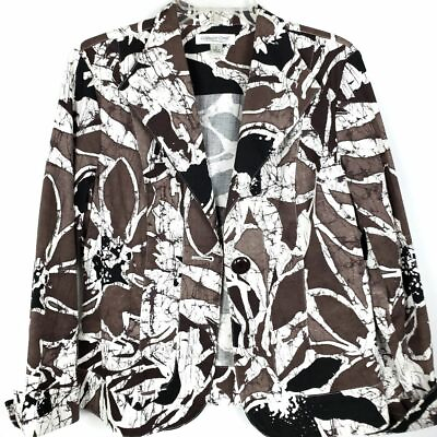 #ad Coldwater Creek Womens Brown Black White Jacket Size 12 $13.99
