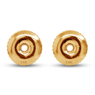 #ad 1 Pair Genuine Real 14K Yellow Gold Threaded Screw off Earring Back Replacement $26.39