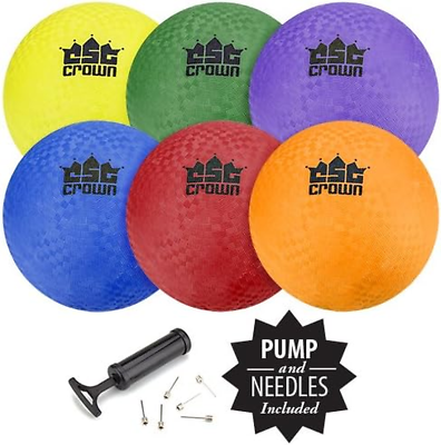 #ad 6 Pack of Playground Balls with Hand Pump amp; Needles Bulk Set of Classic 8.5quot; R $56.99