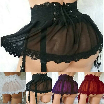 #ad Womens Lace Lingerie Skirt Dress High Waist Suspender Garter Belt Nightwear US $10.97
