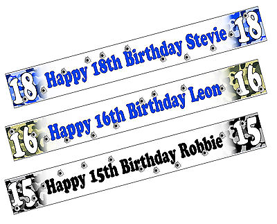 #ad PERSONALISED BANNERS NAME AGE PHOTO BIRTHDAY PARTY GREY BLUE BULLET ARMY SIGN T2 GBP 6.48