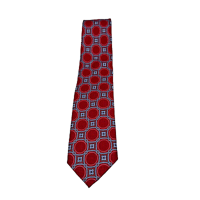 #ad JZ Richards Luxury Tie Red Geometric Necktie Silk Hand Made in USA $75 Retail $10.99