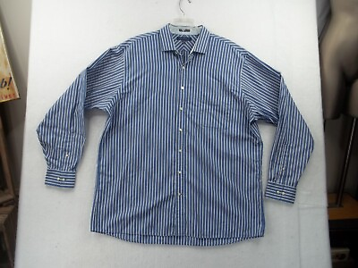 #ad Tommy Hilfiger Shirt Mens Tall Long 18 36 37 Blue White Pin Stripe L S Button Up $17.88