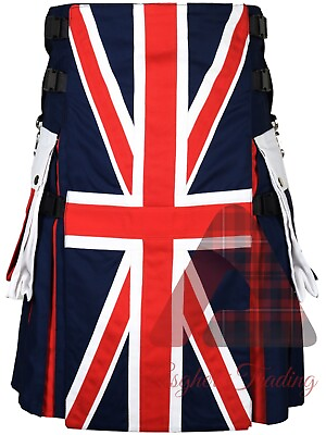 #ad Handmade British Flag Utility Kilt 100% Cotton uk Flag utility kilt Hybrid Kilts $80.75