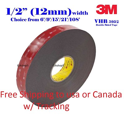 #ad #ad 3M 1 2quot; x 9 15 21 108 VHB Double Sided Foam Adhesive Tape 5952 Gopro Action Can $12.95