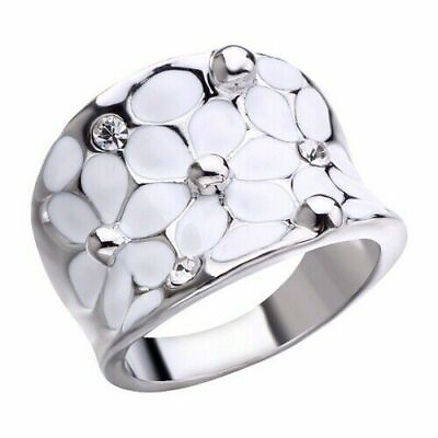 #ad Fashion Rose Flower Silver Jewelry Wedding Rings for Women Ring Gift Sz 6 10 C $3.19