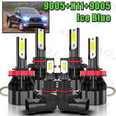 #ad For 2006 13 Toyota Tundra Combo H11 9005 9145 BLUE LED Headlight Fog Light Bulbs $35.24
