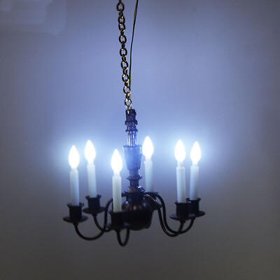 #ad Dollhouse Miniature 1 12 Scale Lamp Chandelier Victoria Accessorie W Battery Box $12.99