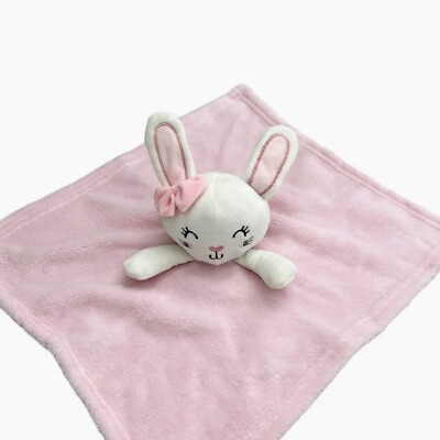 #ad Forever Baby Bunny Lovey Pink White Sleeping Closed Eyes Security Blanket RARE $35.00