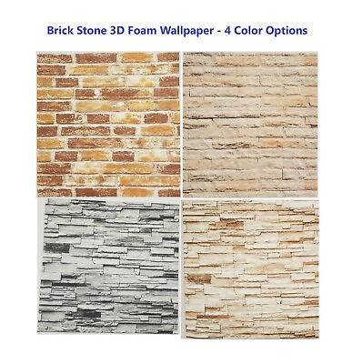 #ad 3D Stone Foam Wallpaper Peel amp; Stick Home Wall Panel Tiles 27 x 30 Various Color $35.99