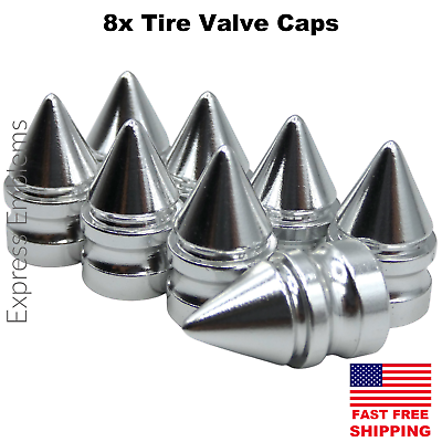 #ad 8x Spike Wheel Tire Valve Stem Caps For Car Truck Universal Fitting Silver $7.88