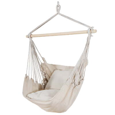 #ad Hammock Hanging Rope Chair Porch Swing Seat Patio Camping Portable Beige $27.43