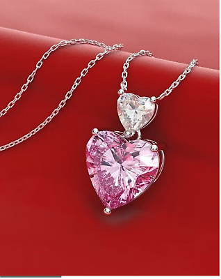 #ad 5 Cts Pink White Diamond Heart Shape Pendant 925 Excellent Cut Shine 18quot; Chain $284.05