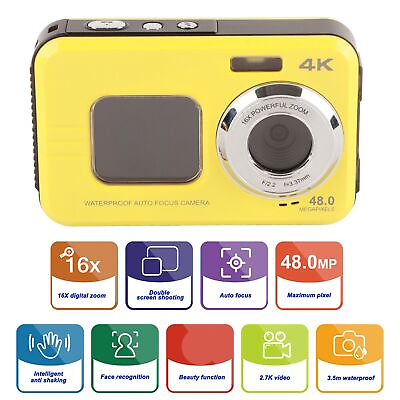 #ad Digital Camera Camera 2.7K Video Output Dual Screen Auto Focus US Plug 110‑240V $75.38