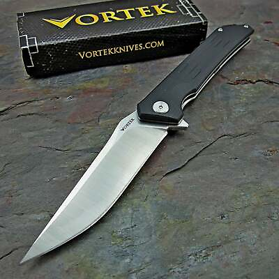 #ad VORTEK FULLTILT 4quot; Long Blade Black G10 FAST OPEN Flipper Folding Pocket Knife $29.99