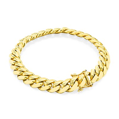#ad 10k Yellow Gold Miami Cuban Link Bracelet 7.5quot; inch 9mm Real 10kt Kids amp;Ladies $1109.50