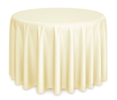 #ad Riegel Restaurant Quality Tablecloth Premier Ivory 124quot; Round NEW $29.99
