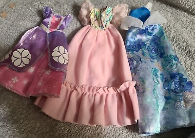 #ad 3 BARBIE OR OTHER DOLL FASHION SOFT PINK PRINCESS GOWN 2 More Purple amp; BLUE $15.00