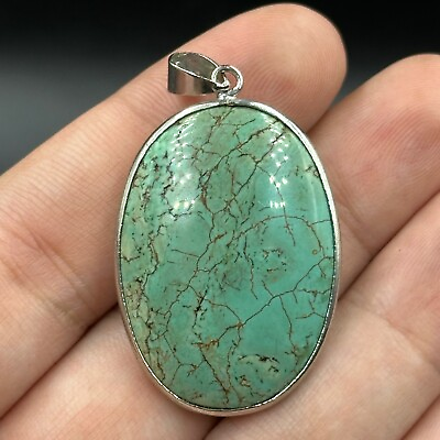 #ad Genuine Vintage Near Eastern Beautiful Turquoise Silver Platted Pendant $59.50