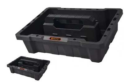 #ad Plastic Tote Tray Tool Storage Heavy Duty 20.5quot; W Ergonomic Handle Black 1 Pack $10.16