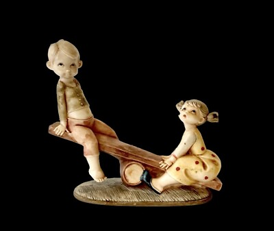 #ad 🇮🇹FONTANINI ITALY Boy Girl Seesaw DEPOSE Figurine #188 Handpainted Play Kids $19.99