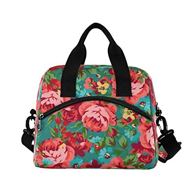 #ad Red Green Rose Lunch Bag for Women Insulated Lunch Bag Lunch Box Reusable Coo... $25.07
