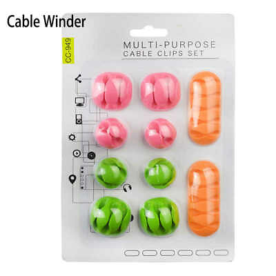 #ad 10x Colorful Cable Management Holder Use For Home Cars Office Nightstand Gift $6.59