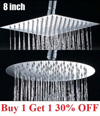 #ad 8 10 12 Round Square Rainfall Stainless Steel Shower Head Bathroom Top Ceiling $29.95