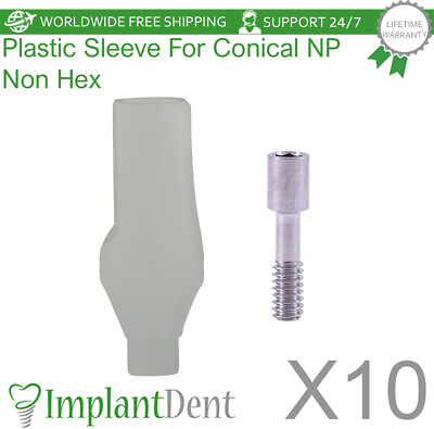 #ad 10x Plastic Sleeve Castable Non Hex For Nobel Active Conical NP Dental Fixture $59.90