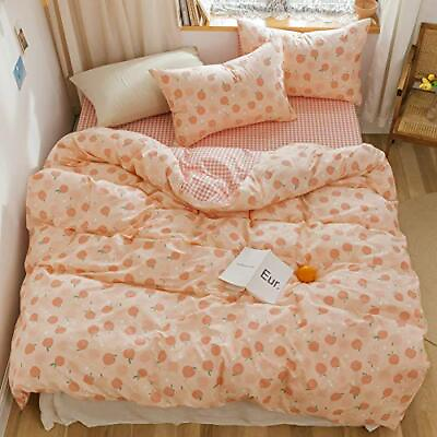 #ad Peach Duvet Cover Set Twin 100% Cotton Bedding for Kids Boys Girls Teens Cart... $66.48
