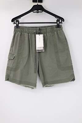 #ad NWT JOHN ELLIOTT Shorts Mens Small Cotton Poplin Frame II Olive green frayed hem $148.75