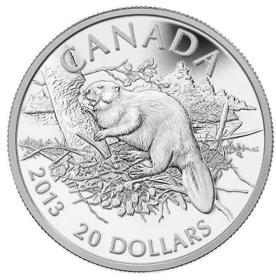 #ad 1 Oz Silver Coin 2013 Canada $20 Proof The Beaver $94.80