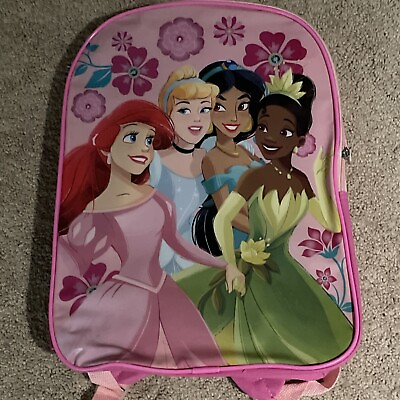 #ad NEW DISNEY Princess Backpack 15quot; School Bag Cinderella Ariel Jasmine Tiana $12.90