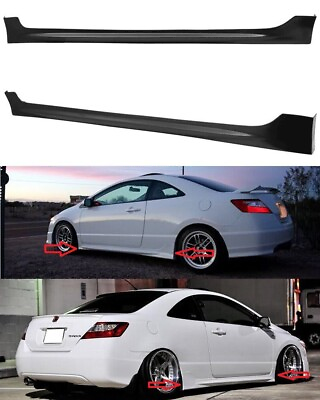 #ad Fits 06 11 Civic Coupe Mugen Style Side Skirts Extension Rocker Panel Pair PU $198.88
